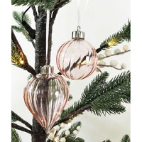 Retro Glass Bauble Pink 8cm..