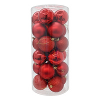 Baubles 80mm 24PC Red