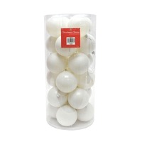 BAUBLES 80MM 24PC BARREL WHITE CG