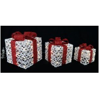 LED Presents 3pc Glitter Thread Red Bow