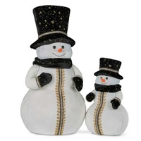 39cmH Black White Snowman