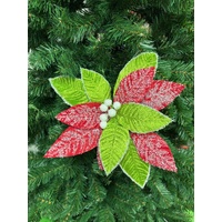 Mean Green Snowy Poinsettia Clip 