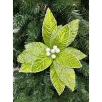 Mean Green Snowy Poinsettia Clip 