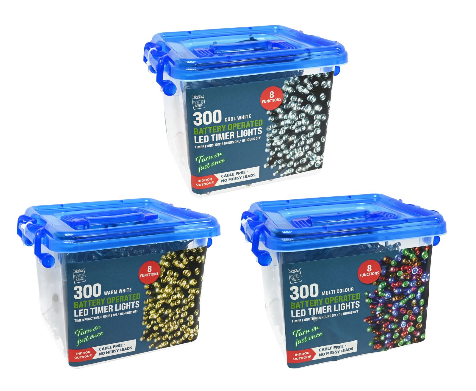 Timer LED Lights 300 Warm