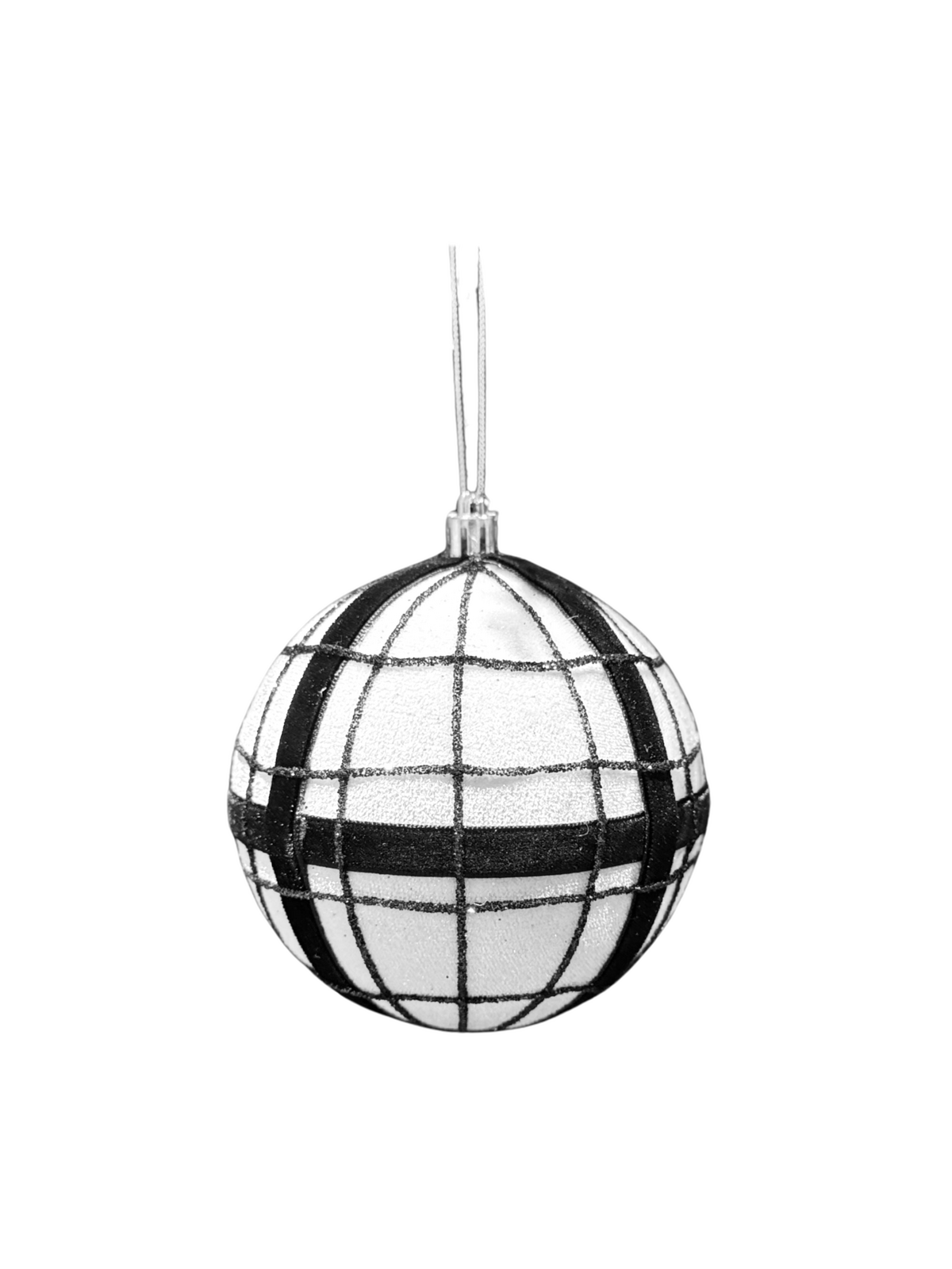 100mm White and Black Bauble