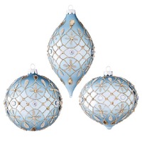 4&quot; Blue Jewel Glass Ornament