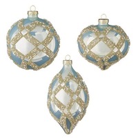 5.5&quot;Blue Diamond Jewel Glass Orn