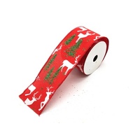 Red  Linen with Deer Tree 10m