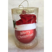 Bauble with Santa Hat 80mm 2 Styles to Choose From