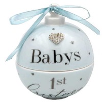 Baby&#39;s 1st Xmas Bauble Trinket Box Blue