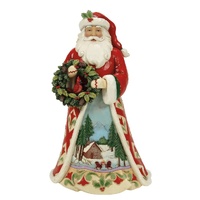 Christmas At The Lodge Santa with Wreath &amp; Scene