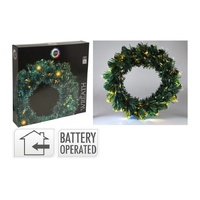 Wreath 50Cm Fibre Optic W/White B/O