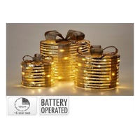 3pc Giftbox Set Round Warm White Micro LED Gold