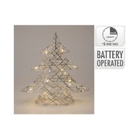 Xmas Tree 30Cm With 20LED Silver B/O