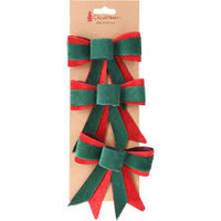 Bow 11cm Set of 3 Green/Red