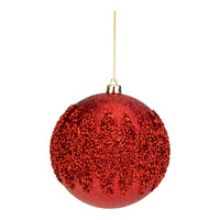 12cm Red Encrusted Bauble