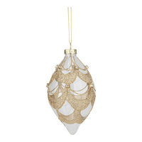 14cm Clear with Gold Swag Long Drop