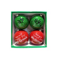 Grinch Baubles 4 pk