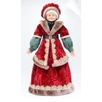 Mrs Claus in Red Green and Gold
