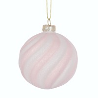 Pink &amp; White Glitter Swirl Bauble..