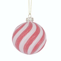 Hot Pink &amp; White Glitter Swirl Bauble..