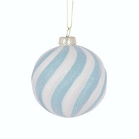 Blue &amp; White Glitter Swirl Bauble..