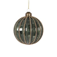Emerald Glitter Ribbed Bauble..