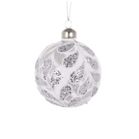 Silver Glitter Foliage Bauble..