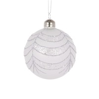 White Glitter Draped Bauble..