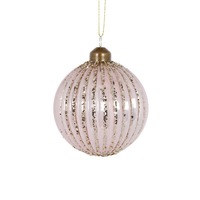 Pink Glitter Ribbed Bauble..