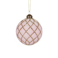 Pink Glitter Quilted Bauble..