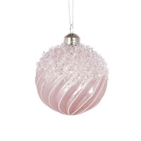 Pink Tinsel Topped Bauble..