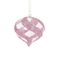 Pink Crystal Swirl Onion Bauble..