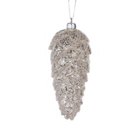 Metallic Champagne Long Pine Cone Bauble..