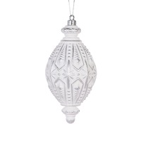 Whie &amp; Silver Intricate Drop Bauble..