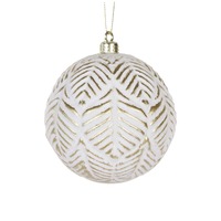 White &amp; Gold Aztec Leaf Bauble..