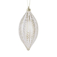 White &amp; Gold Feather Drop Bauble..