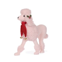 48cm Pink Poodle with Red Scarf
