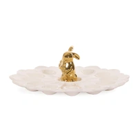 White &amp; Gold Bunny Plate