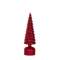 33cm Red Mercury Glass Rotating LED Tree