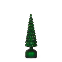 33cm Green Mercury Glass Rotating LED Tree