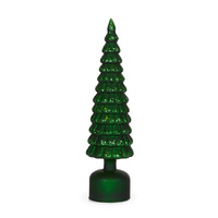 41cm Green Mercury Glass Rotating LED Tree