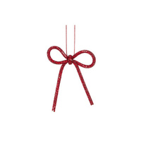 9cm Red Beaded Bow Ornament