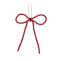 14cm Red Beaded Bow Ornament