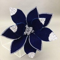 Navy Blue Silver Flower