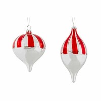 Stripe Glass Decoration 8cm Set of 2