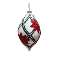 Red Floral Black Bauble