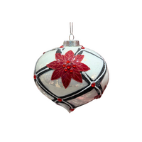 Red Floral Black Bauble