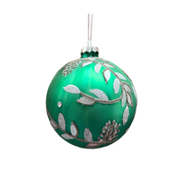 Silver Leaf Green Bauble