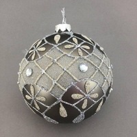 Grey Silver Patterned Ball Hanging